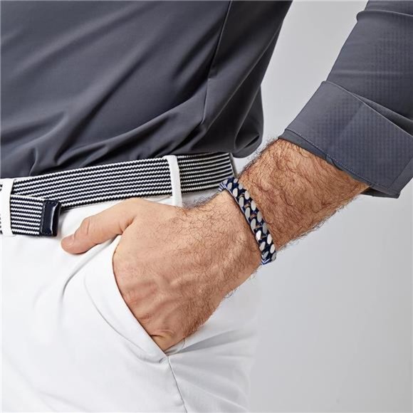 Bracelets for Men-Stainless Steel Fold Over Clasp Cuban Chain Mens Bracelet - Picture 4 of 6